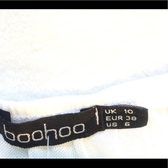 Boohoo white sheer 3/4 ruffle sleeve peplum blouse - Picture 3 of 5